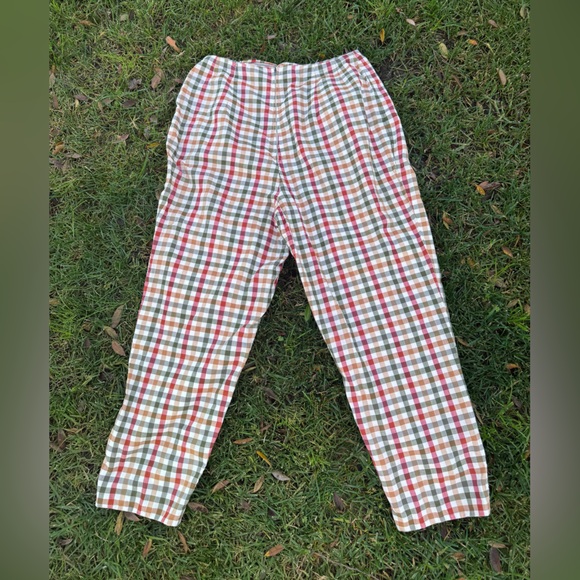Vintage Pants - 60s Vintage High Waisted Gingham Plaid Cigarette Pant Capris Sz M